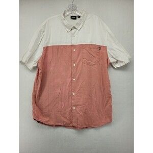 VANS MEN'S SHIRT X-LARGE XL TAN CORAL BUTTON DOWN SHORT SLEEVE CASUAL LOGO
